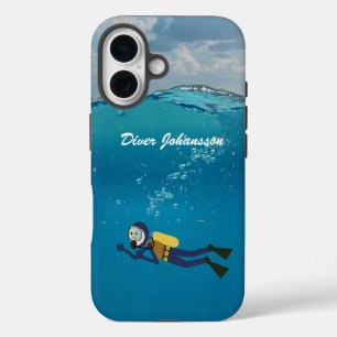 Scuba Diver barely underwater Personalize iPhone 16 Case