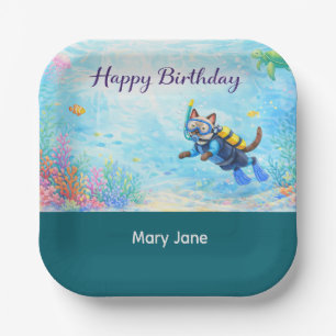 Scuba diver birthday Party  Paper Plate