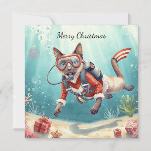Scuba diver Christmas themed underwater Holiday Card