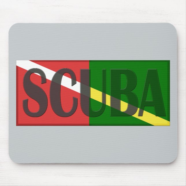 SCUBA DIVER COMBINED RED NITROX GREEN DIVERS FLAG MOUSE PAD (Front)