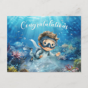 Scuba Diver Congratulations  diving under the sea Postcard