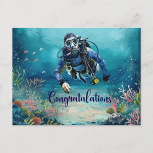 Scuba Diver Congratulations diving under the sea Postcard
