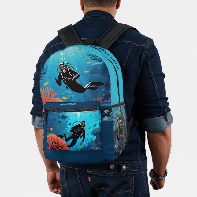 Scuba Diver custom name Printed Backpack (Insitu (Model))