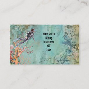 Scuba Diver Diving underwater  Business Card