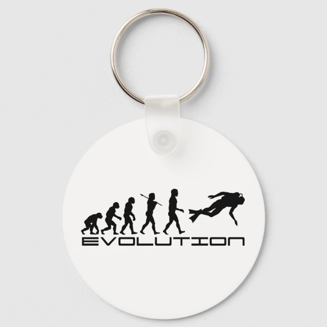 Scuba Diver Diving Water Sport Evolution Art Keychain (Front)