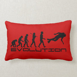Scuba Diver Diving Water Sport Evolution Art Lumbar Pillow