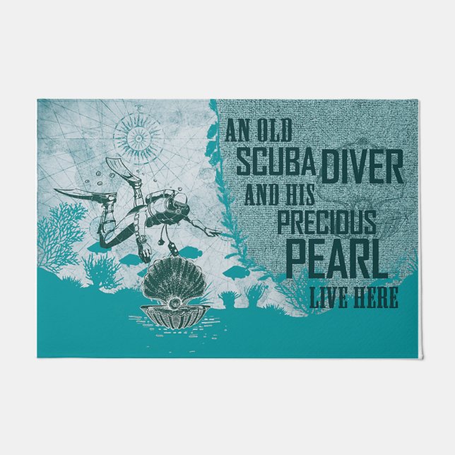Scuba Diver Doormat, Retro Maps  Doormat (Front)