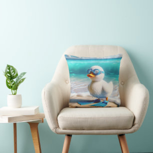 Scuba Diver Duckling Throw Pillow