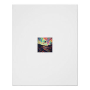 Scuba Diver Floating Rainbow Sky Poster