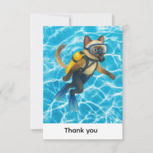Scuba Diver for Siamese cat lover Thank You Card