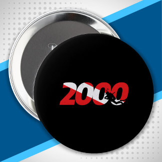 Scuba Diver Gift - 2000th Dive - Diver Down Diving 4 Inch Round Button