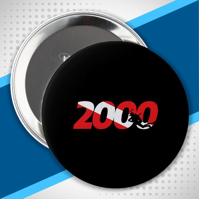 Scuba Diver Gift - 2000th Dive - Diver Down Diving 4 Inch Round Button (Creator Uploaded)