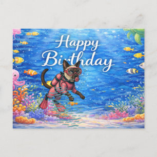 Scuba diver Happy Birthday underwater Postcard
