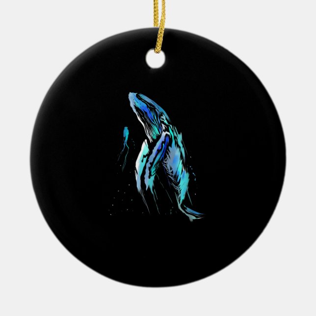 Scuba Diver Humpback Whale Swimming Diving Gift Ceramic Ornament (Front)