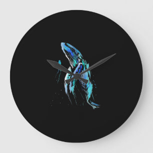 Scuba Diver Humpback Whale Swimming Diving Gift Large Clock