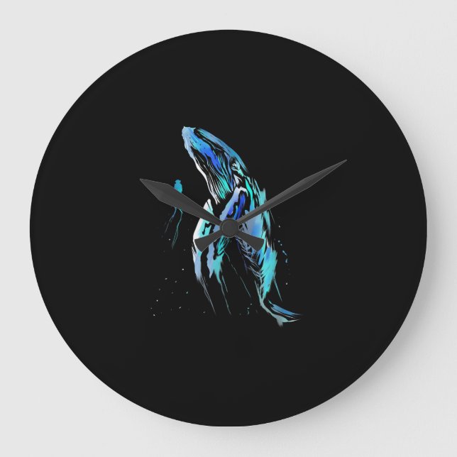 Scuba Diver Humpback Whale Swimming Diving Gift Large Clock (Front)