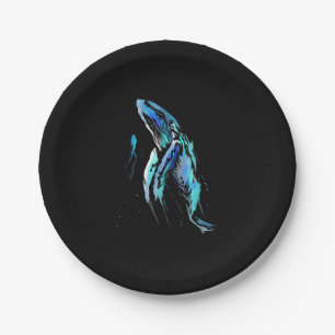 Scuba Diver Humpback Whale Swimming Diving Gift Paper Plate