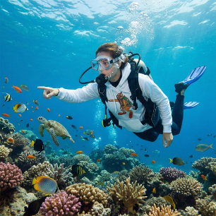 Scuba Diver in Orange Wetsuit Pointing Hoodie