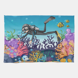 Scuba Diver kitchen towel
