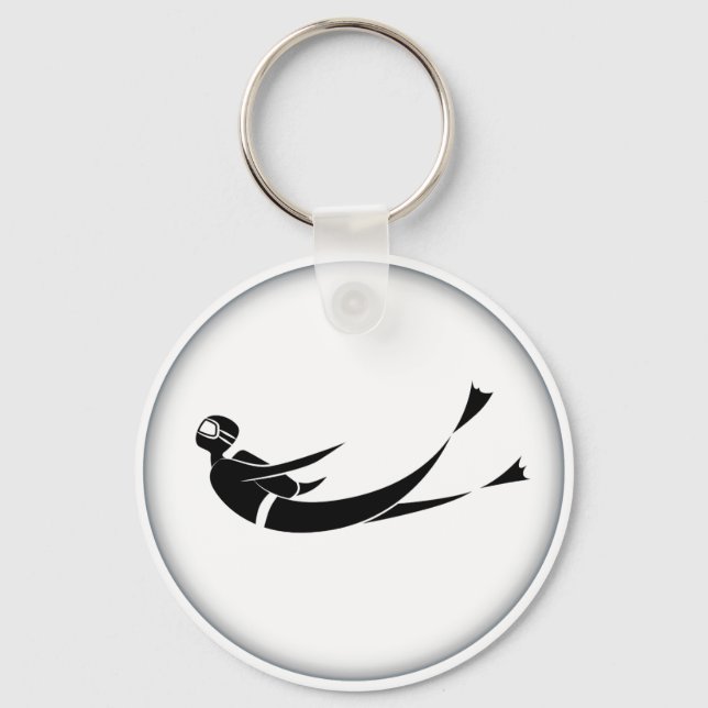 Scuba Diver Man Cartoon Keychain (Front)