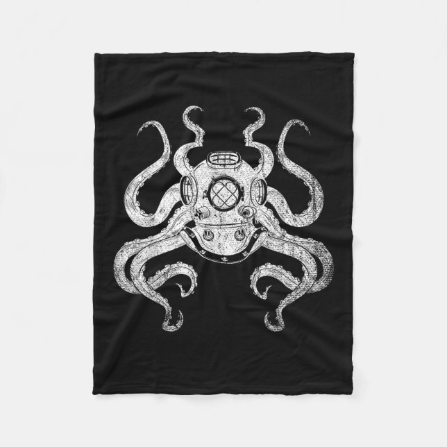 Scuba Diver Ocean Animal Aquarist Gift Kraken Octo Fleece Blanket (Front)