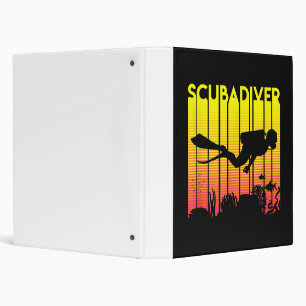 Scuba Diver Silhouette Diving Swimming Sea Diver Binder