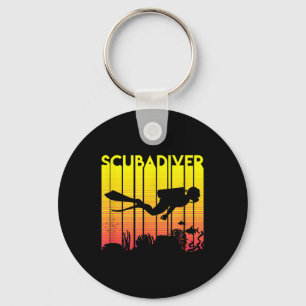 Scuba Diver Silhouette  Diving Swimming Sea Diver Keychain