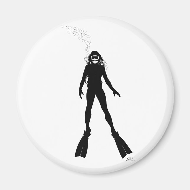 Scuba Diver Silhouette (Woman) Magnet (Front)