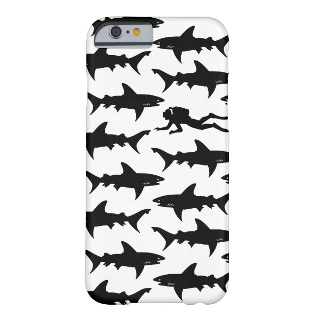 Scuba Diver Swimming with School of Sharks Case-Mate iPhone Case (Back)