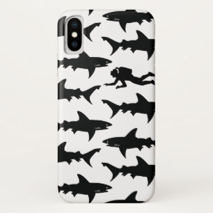 Scuba Diver Swimming with School of Sharks Case-Mate iPhone Case