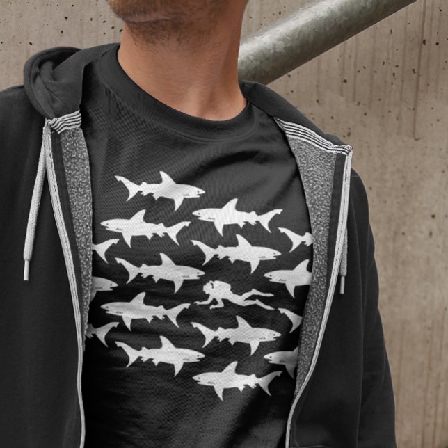 Scuba Diver Swimming with Sharks T-Shirt (Creator Uploaded)