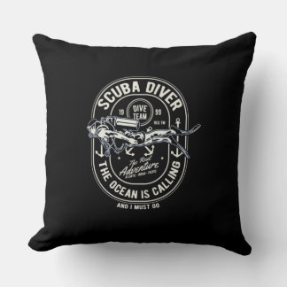 Scuba Diver The Ocean Is Calling Must Do Gift Throw Pillow