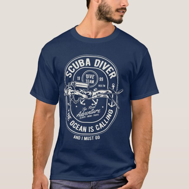 Scuba Diver the Ocean is Calling T-Shirt (Front)