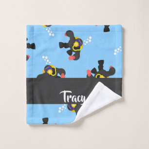 Scuba diver under water pattern wash cloth