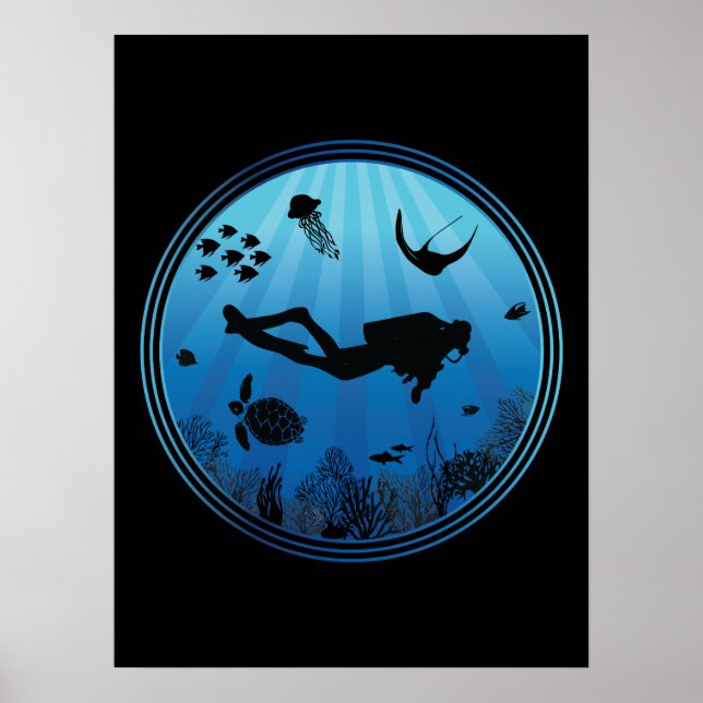 Scuba Diver Underwater Poster (Front)
