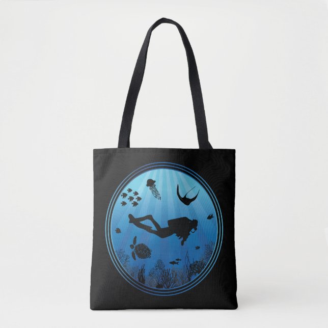 Scuba Diver Underwater Tote Bag (Front)