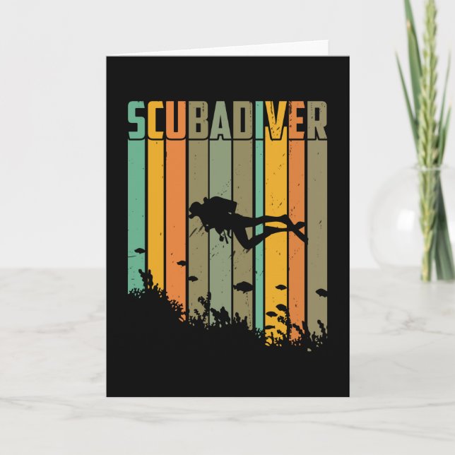 Scuba Diver Vintage Retro Card (Front)