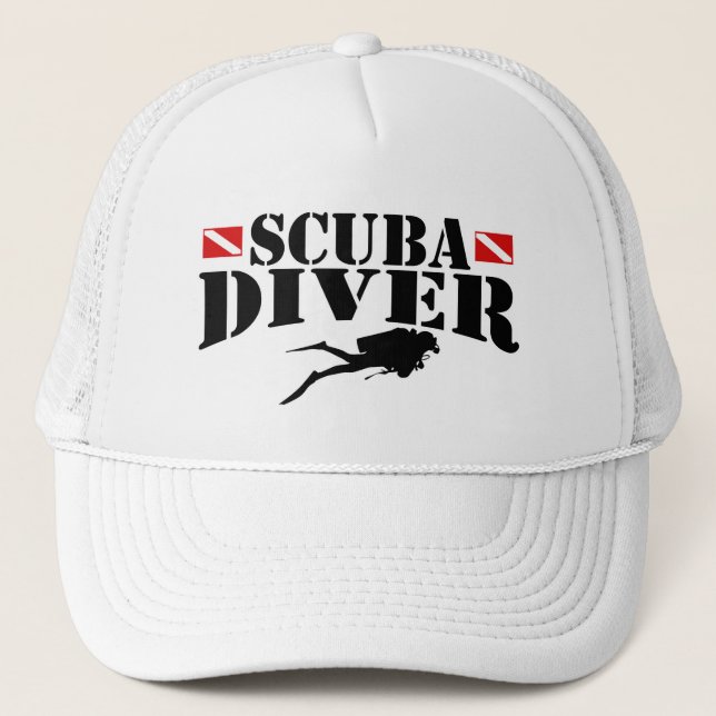 Scuba Diver with Flags Trucker Hat (Front)