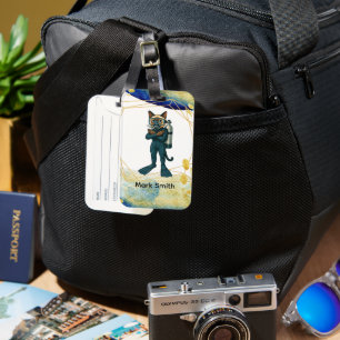 Scuba Diver with tank for Cat lovers Luggage Tag