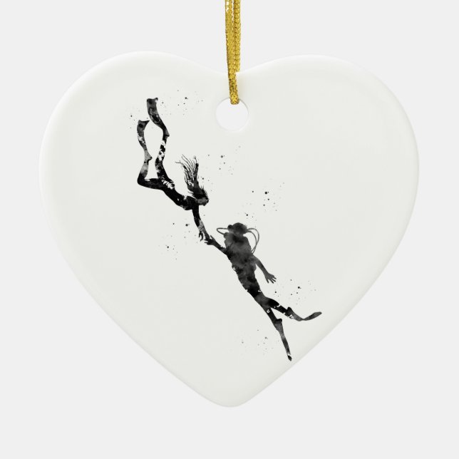 Scuba Divers Ceramic Ornament (Front)