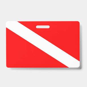 scuba divers flag red diagonal dive symbol badge
