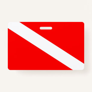 scuba divers flag red diagonal dive symbol badge