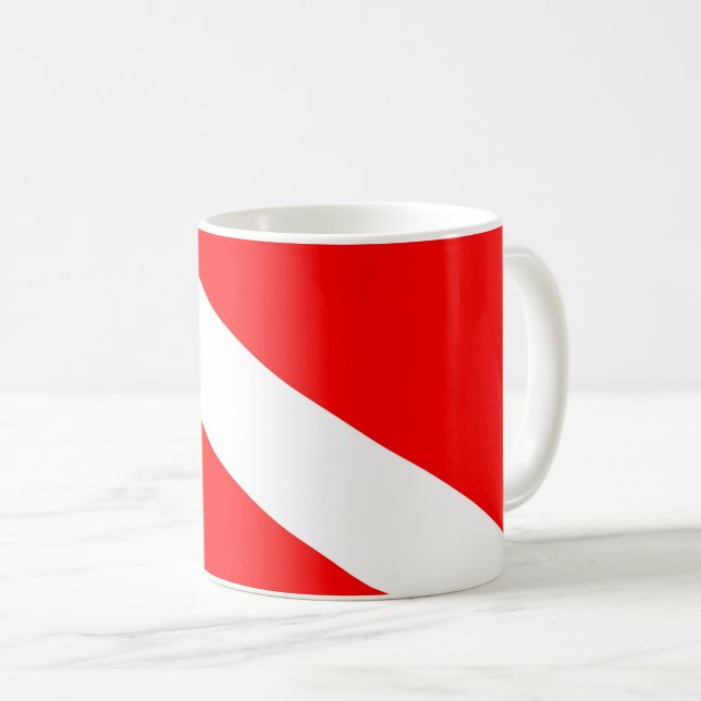 scuba divers flag red diagonal dive symbol coffee mug (Front Right)