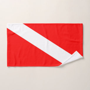 scuba divers flag red diagonal dive symbol hand towel