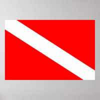 scuba divers flag red diagonal dive symbol