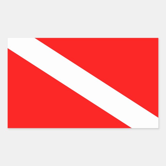 scuba divers flag red diagonal dive symbol sticker (Front)