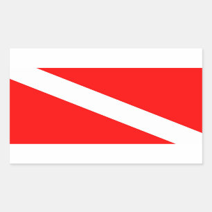 scuba divers flag red diagonal dive symbol sticker