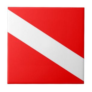 scuba divers flag red diagonal dive symbol tile
