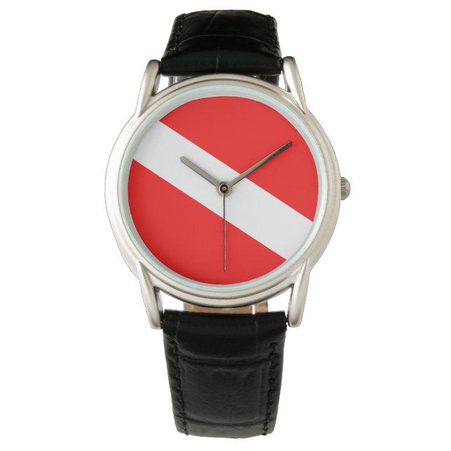 scuba divers flag red diagonal dive symbol watch (Front)