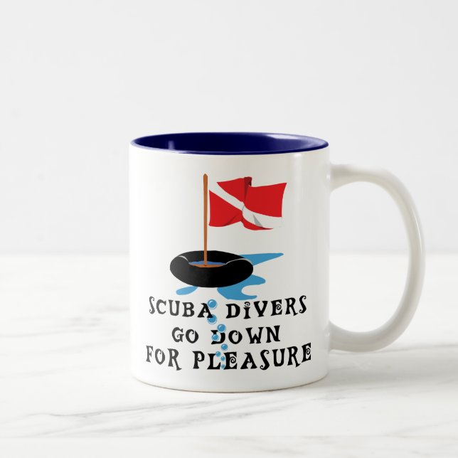 Scuba Divers Go Down For Pleasure Two-Tone Coffee Mug (Right)